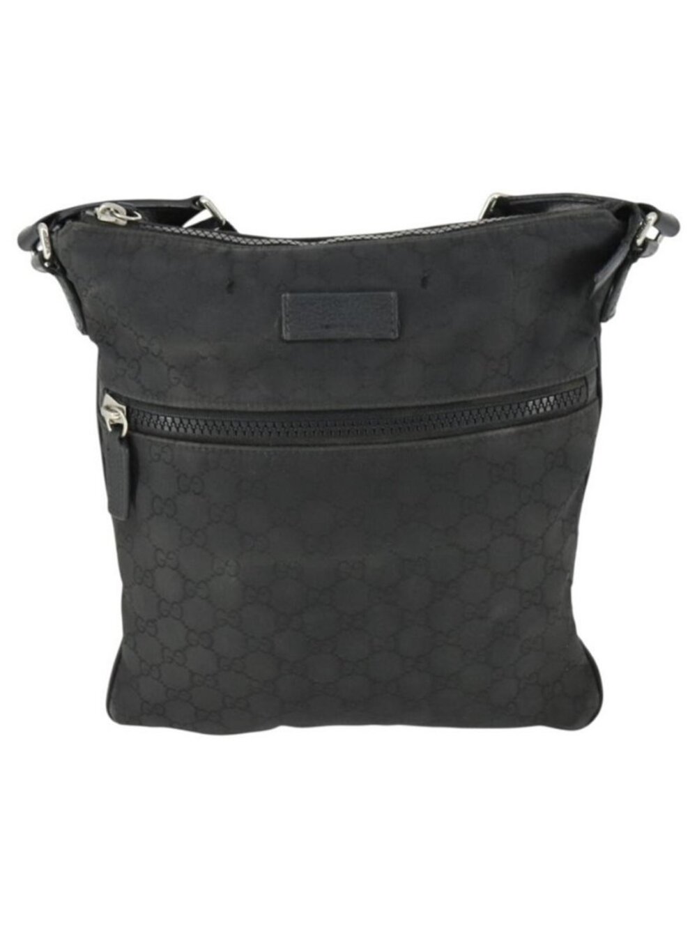 Authentic GUCCI GG Canvas Shoulder Bag Nylon Black Silver 449184 - Picture 4 of 16